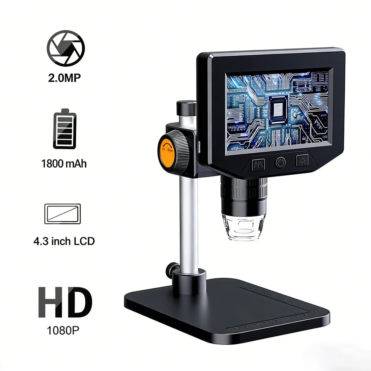 4.3 Inch LCD Digital Microscope 1000X Zoom 1080P HD Video Microscope With 8 LED Linght Portable USB Microscope For Soldering PCB