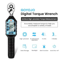 GOYOJO Digital Torque Wrench 1/4 3/8 1/2" Drive, Electric Torque Wrench ±2% Accuracy,Buzzer and LED Alert,Electric Display,Peak & Track, ft-lb, in-lb and N.m ,Automotive,Car, Moto,Spark Plug,Engine,Bike