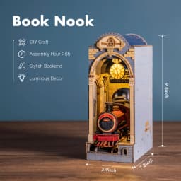 Rolife DIY Book Nook Kit Time Travel Bookend 3D Puzzle Model Building Kit with LED for Bookshelf Decor Gift for Book Lover Adult