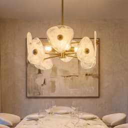 Tribesigns Modern Gold Chandeliers for Dining Room, Farmhouse Luxury 4-Light Chandelier for Bedroom, Adjustable Hanging Pendant