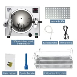 18L Autoclave Sterilizer High Pressure Steam Machine for Dental Lab Salon Professional Stainless Steel Equipment with 3 Trays
