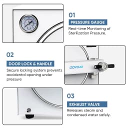18L Autoclave Sterilizer High Pressure Steam Machine for Dental Lab Salon Professional Stainless Steel Equipment with 3 Trays