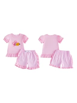 Girls Casual Outfit Floral Print Off-Shoulder Ruffle Tops Denim Shorts 2 Pcs Set for Summer Beach Vacation