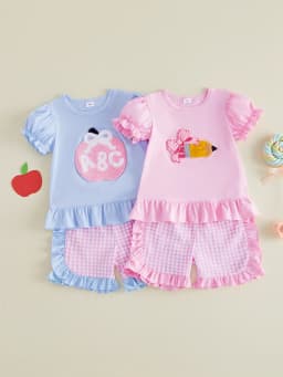 Girls Casual Outfit Floral Print Off-Shoulder Ruffle Tops Denim Shorts 2 Pcs Set for Summer Beach Vacation