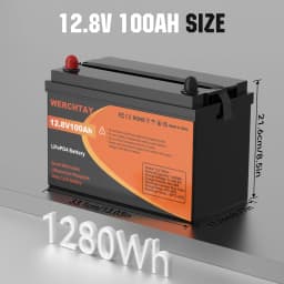 WERCHTAY 12V 100Ah LiFePO4 Lithium Battery for Camping 25000 Cycles Safe Lithium Power for RV Solar System With BMS Protection