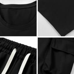 2-Pack Men's New Multi-Pocket Cargo Pants and Short Sleeve T-Shirt Set, Stylish Fit, Suitable for Sports, Casual Wear