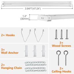 4FT Linkable LED Shop Light for Garages, 42W 4800LM 5000K Daylight Led Shop Lights, Ceiling Light with Pull Chain ON/Off,Linear