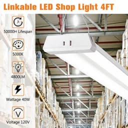 4FT Linkable LED Shop Light for Garages, 42W 4800LM 5000K Daylight Led Shop Lights, Ceiling Light with Pull Chain ON/Off,Linear