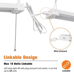 4FT Linkable LED Shop Light for Garages, 42W 4800LM 5000K Daylight Led Shop Lights, Ceiling Light with Pull Chain ON/Off,Linear