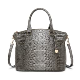 Embossed Dome Tote Bag for Women Convertible Top Handle Shoulder Bag with Detachable Strap Zipper Closure Lightweight Portable Daily Purse Ideal for Outdoor Hiking Camping Travel Weekend Getaway Daily Commute Casual Outing and Multi Occasion Daily Use