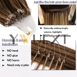 Shipping from the USA Micro Loop Ring Human Hair Extensions 12"-20" Natural Straight Black Brown Blonde Link Hair 50pcs Micro Beads Extensions 30g/pack for Women