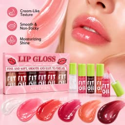 6Pcs Lip Oil Gloss Set, Hydrating High-Shine Non-Sticky Lip Gloss, Moisturizing Clear Pink Red Tint, Travel Makeup Gift