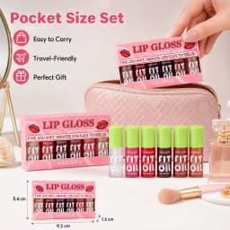 6Pcs Lip Oil Gloss Set, Hydrating High-Shine Non-Sticky Lip Gloss, Moisturizing Clear Pink Red Tint, Travel Makeup Gift