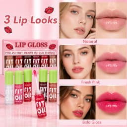 6Pcs Lip Oil Gloss Set, Hydrating High-Shine Non-Sticky Lip Gloss, Moisturizing Clear Pink Red Tint, Travel Makeup Gift