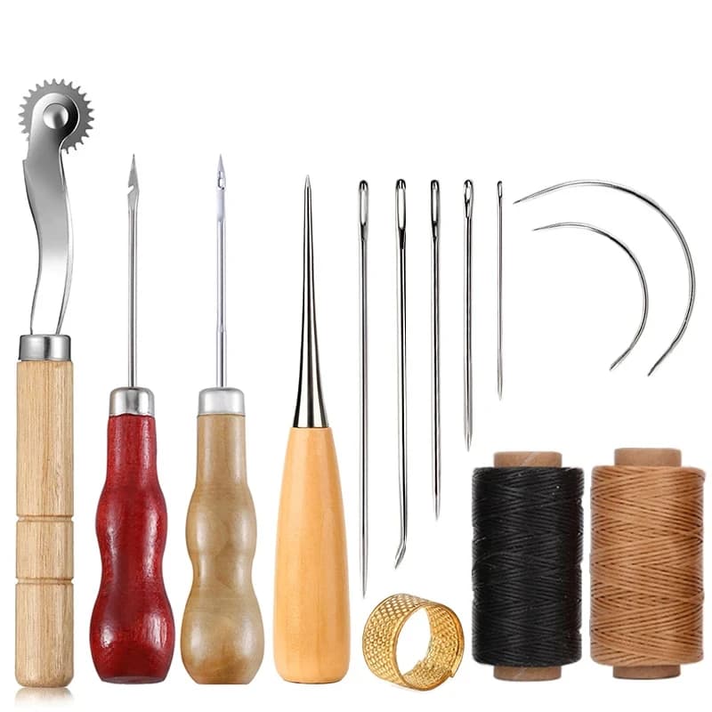 Leather Craft Sewing Kit Waxed Thread Hand Quilting Needles Sewing Awl,for Beginner , Stitching, Sewing