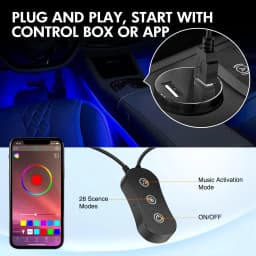 Nilight 4PCS RGB Car Interior LED Strip Lights APP Control Music Active Under Dash Footwell Light Kit for Truck SUV ATV UTV Van