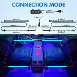 Nilight 4PCS RGB Car Interior LED Strip Lights APP Control Music Active Under Dash Footwell Light Kit for Truck SUV ATV UTV Van