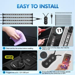 Nilight 4PCS RGB Car Interior LED Strip Lights APP Control Music Active Under Dash Footwell Light Kit for Truck SUV ATV UTV Van