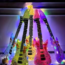 10 Piece Inflatable Instrument Set, Inflatable Guitars in Various Colors, Colorful Inflatable Guitar Rock Party
