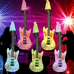 10 Piece Inflatable Instrument Set, Inflatable Guitars in Various Colors, Colorful Inflatable Guitar Rock Party