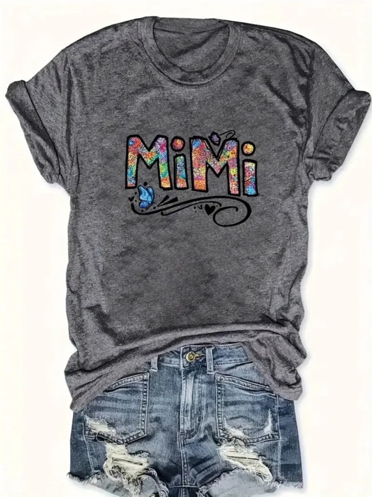 Plus Size Women's Short Sleeve T-Shirt Mimi Colorful Letter Design Logo soft and comfortable fabric summer outfits women's