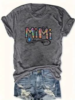 Plus Size Women's Short Sleeve T-Shirt Mimi Colorful Letter Design Logo soft and comfortable fabric summer outfits women's