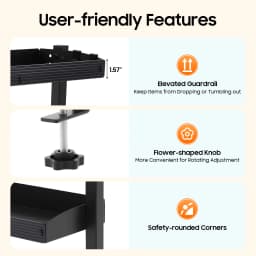 2-Tier Clamp-On Desk Shelf Organizer,Black Space-Saving Storage Rack w/Clamping Mechanism,Perfect for Standing Desk Installation
