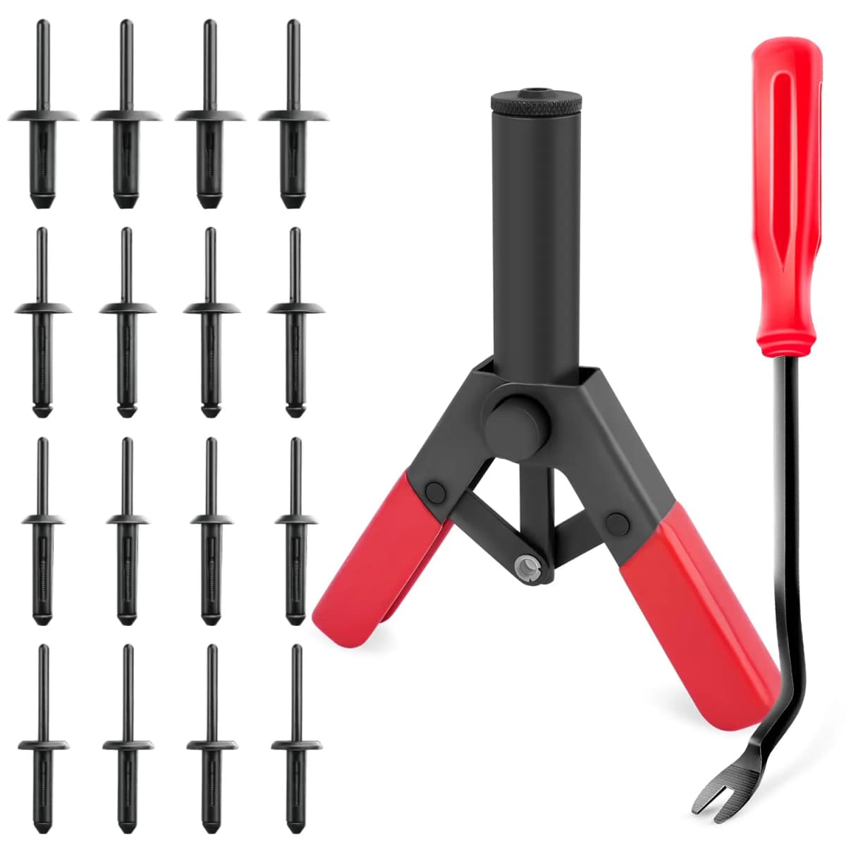 Nilight 82PCS Plastic Rivet Gun Set Fastener Remover Clip Removal Tool Kit for Car Door Panel Upholstery Trim Installation