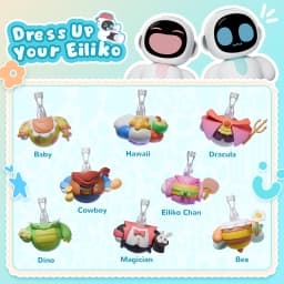 Eiliko Aquamarine – Tiny AI Charm Robot with Voice Chat, Emotional Responses, Themed Body Swap, Outfit-Matching, Perfect Companion for Couples, Best Friends & Kids