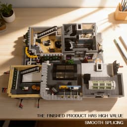 City House Street View Assembly Building Blocks Set Simulation Bank Grand Emporium PalaceCinema DowntownDiner Cityscape Model Creative Puzzle Bricks Toy Room Decoration Ornament Perfect Christmas Festival Gifts For Adults