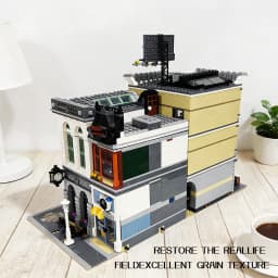 City House Street View Assembly Building Blocks Set Simulation Bank Grand Emporium PalaceCinema DowntownDiner Cityscape Model Creative Puzzle Bricks Toy Room Decoration Ornament Perfect Christmas Festival Gifts For Adults