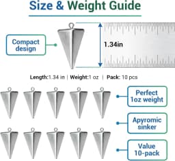 Fishing Weights Pyramid Sinkers Kit 1oz 2oz 3oz 4oz for Ocean Saltwater Surf Fishing Gear Tackle