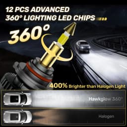 9005/HB3 LED Headlight Bulbs 130W 9-16V 40000LM 6500K 360° Full Illumination 12PCS CSP Chips Car High $ Low Beam Light