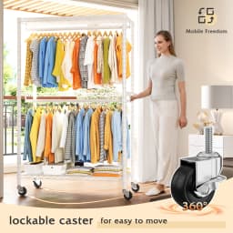 EnHomee Heavy Duty Portable Closet with Wheels – Rolling Garment Rack & Shelves for Bedroom Clothes Storage