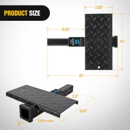 Nilight Hitch Extender with Step 2' Receiver 14'x7' Anti-Slip Diamond Plate 4000 lbs Towing/400 lbs Tongue Weight Heavy Duty Steel Bumper Guard for Truck SUV