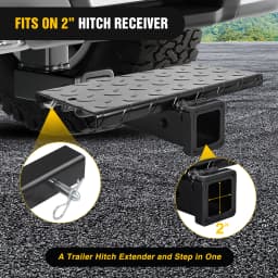 Nilight Hitch Extender with Step 2' Receiver 14'x7' Anti-Slip Diamond Plate 4000 lbs Towing/400 lbs Tongue Weight Heavy Duty Steel Bumper Guard for Truck SUV