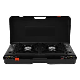 2500W Camping Stove with Storage Case, 63cm Table Top Gas Stove, Portable 2 Burner Outdoor Cooking System for Picnic BBQ Camping Trip Backyard Family