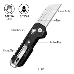 TGZUO Titanium Folding Utility Knife, EDC Pocket Knife with Clipk, Lightweight Box Cutter W/10PCS Razor Blades Outdoor Cutter