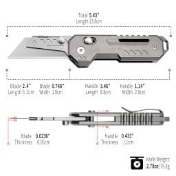TGZUO Titanium Folding Utility Knife, EDC Pocket Knife with Clipk, Lightweight Box Cutter W/10PCS Razor Blades Outdoor Cutter