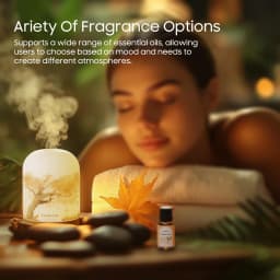 Essential Oil Diffuser Mini Aromatherapy Air Humidifier With 10ml Essential Oil, Hand Blown Glass Cover With Print, Auto Shut-Off, 3 Timer, Warm White Lights, 100ML Capacity Water Tank