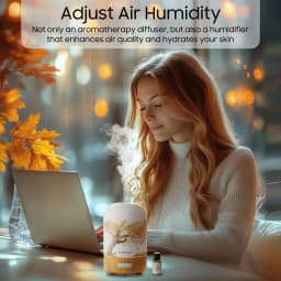 Essential Oil Diffuser Mini Aromatherapy Air Humidifier With 10ml Essential Oil, Hand Blown Glass Cover With Print, Auto Shut-Off, 3 Timer, Warm White Lights, 100ML Capacity Water Tank