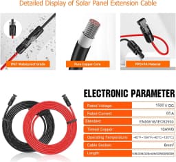 US Stock 10AWG 6mm² Solar Extension Cable 9M 15M 20M 30M Red+Black Both End with Universal Solar Connector Plug IP67 Fit for Solar RV Boat Home