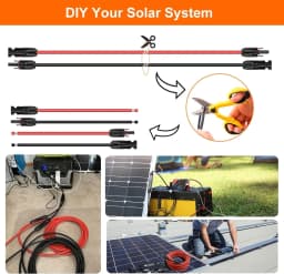 US Stock 10AWG 6mm² Solar Extension Cable 9M 15M 20M 30M Red+Black Both End with Universal Solar Connector Plug IP67 Fit for Solar RV Boat Home
