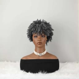 Headband Wig Curly Headband Wig With Bangs For Women Synthetic Afro Curly Hair Wig With Headband Attached Short Kinky Curly Afro High Puff With Bangs Stripes Short Red Curly Wigs with Bangs for Women, Natural Wavy Synthetic Wig, Fluffy Pixie Cut