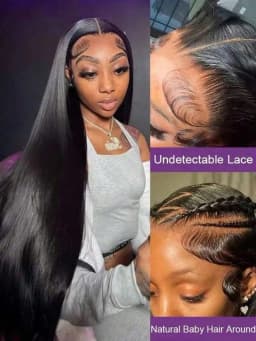 250 Density 12A Straight Human Hair Wig 26 Inch 13x4 HD Transparent Lace Glueless Wig Pre Plucked Brazilian Hair For Women