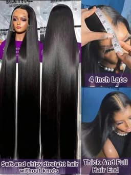 250 Density 12A Straight Human Hair Wig 26 Inch 13x4 HD Transparent Lace Glueless Wig Pre Plucked Brazilian Hair For Women