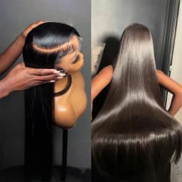 250 Density 12A Straight Human Hair Wig 26 Inch 13x4 HD Transparent Lace Glueless Wig Pre Plucked Brazilian Hair For Women
