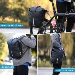 Rhinowalk Bike Pannier Bag 20L Waterproof Rear Rack Black Travel Cycling Bag Shoulder Bag backpack Bicycle Side Storage Bag