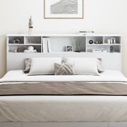 Bookcase Headboard with Charging Station & LED Lights, Wooden Storage Headboard with Open Cubby Shelves, Modern Bed Headboard for Queen/King Size