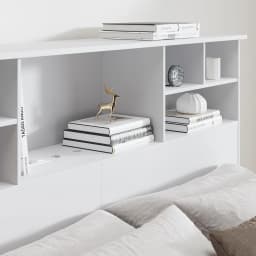 Bookcase Headboard with Charging Station & LED Lights, Wooden Storage Headboard with Open Cubby Shelves, Modern Bed Headboard for Queen/King Size